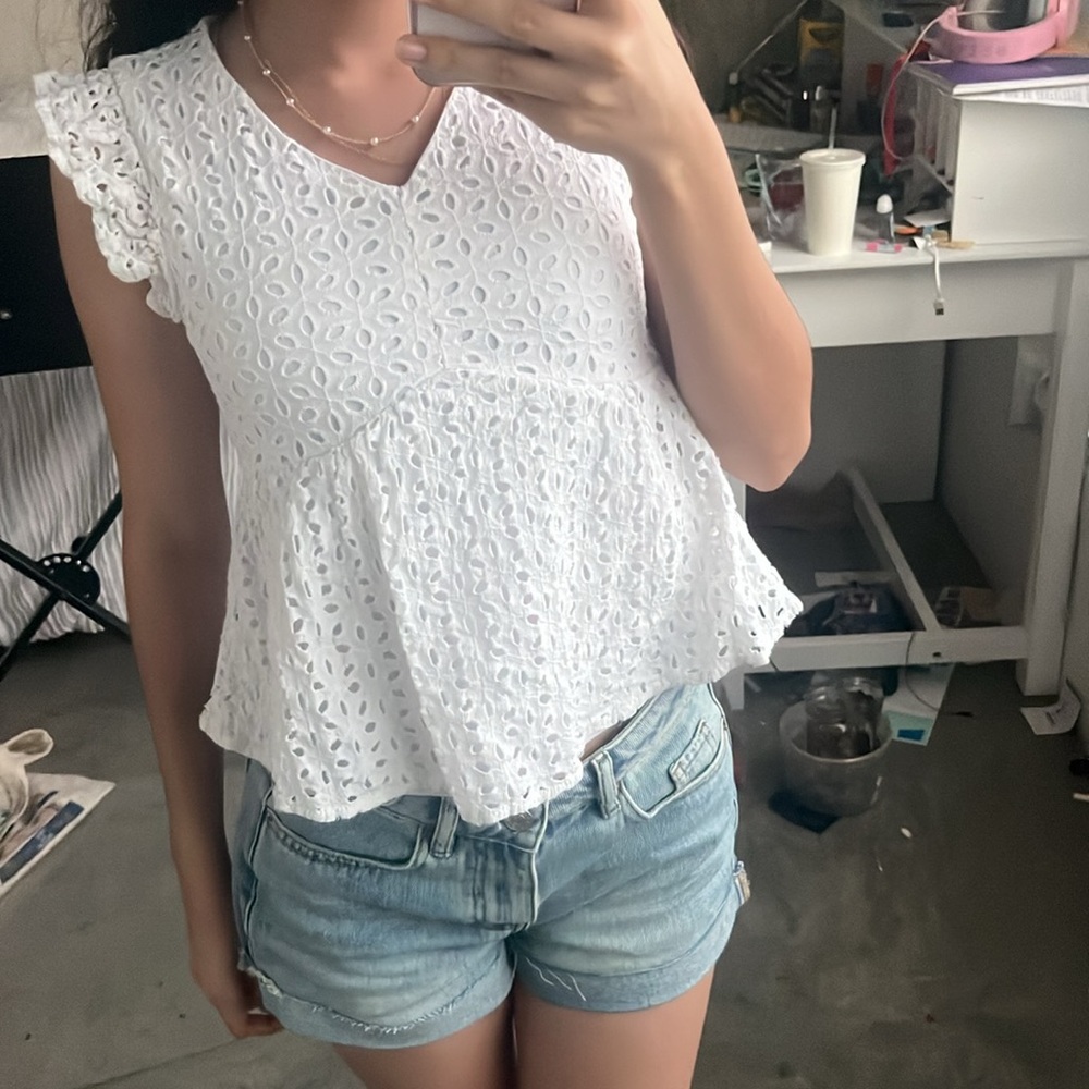 white floral babydoll shirt